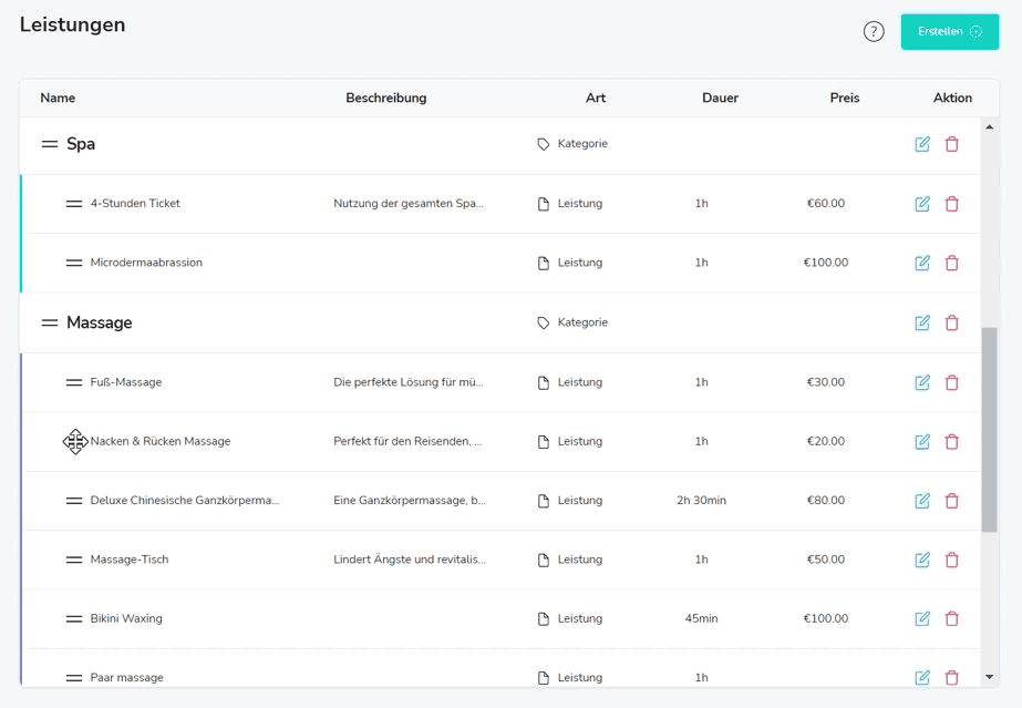 Wie sortiere ich meine Leistung_service_app_de